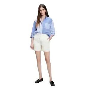 Gap Women's Ivory Cotton/Spandex Elastic Back Waist & Pleated Front Shorts w Poc